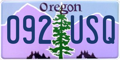 OR license plate 092USQ
