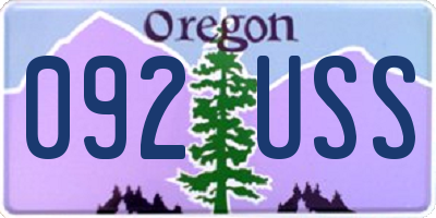 OR license plate 092USS