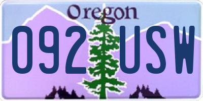OR license plate 092USW