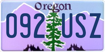 OR license plate 092USZ
