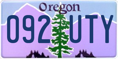 OR license plate 092UTY
