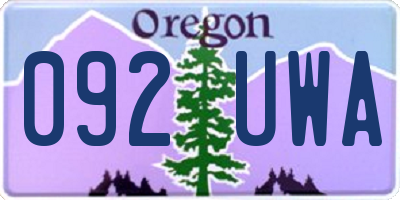 OR license plate 092UWA