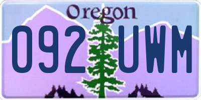 OR license plate 092UWM