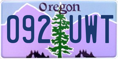 OR license plate 092UWT