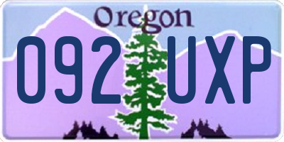 OR license plate 092UXP