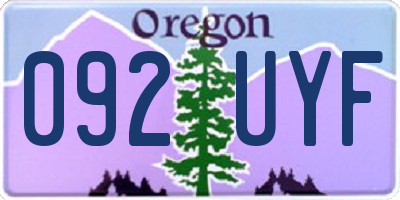OR license plate 092UYF