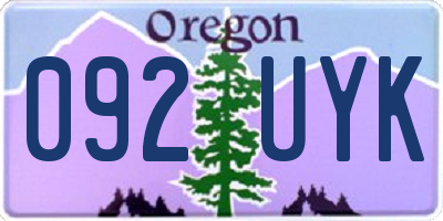 OR license plate 092UYK