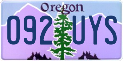 OR license plate 092UYS