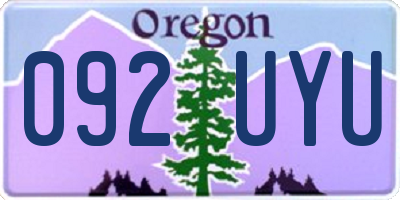 OR license plate 092UYU