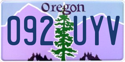 OR license plate 092UYV