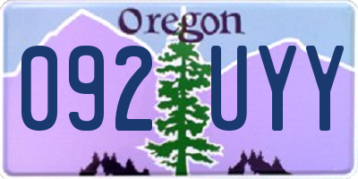 OR license plate 092UYY