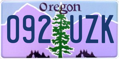 OR license plate 092UZK