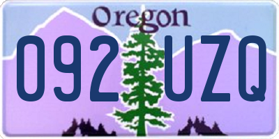 OR license plate 092UZQ
