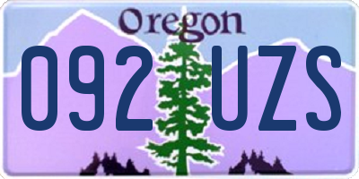 OR license plate 092UZS