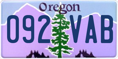 OR license plate 092VAB