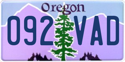 OR license plate 092VAD