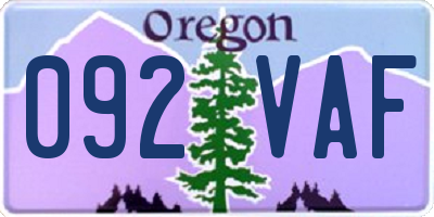 OR license plate 092VAF