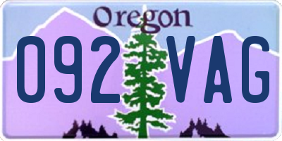 OR license plate 092VAG