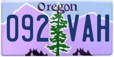 OR license plate 092VAH