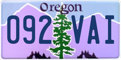 OR license plate 092VAI