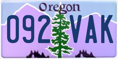 OR license plate 092VAK
