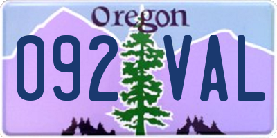 OR license plate 092VAL