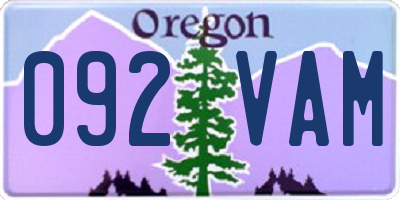 OR license plate 092VAM