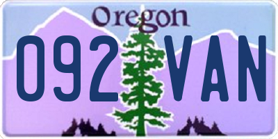 OR license plate 092VAN