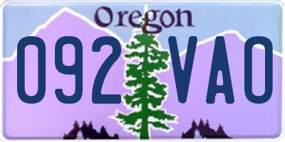 OR license plate 092VAO