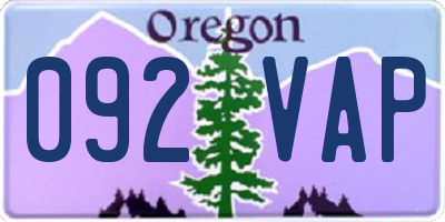 OR license plate 092VAP