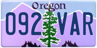 OR license plate 092VAR