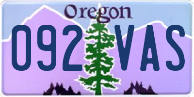 OR license plate 092VAS