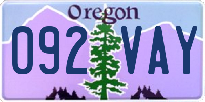 OR license plate 092VAY