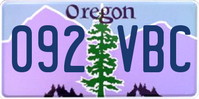 OR license plate 092VBC