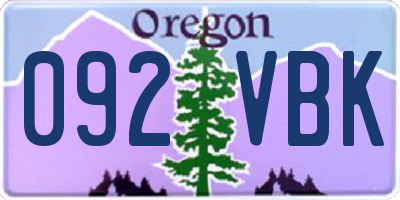 OR license plate 092VBK
