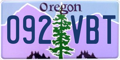 OR license plate 092VBT