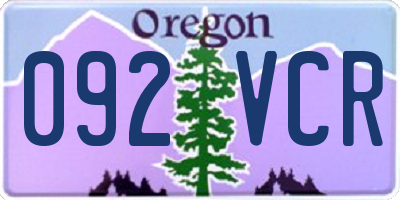 OR license plate 092VCR