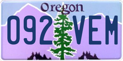 OR license plate 092VEM