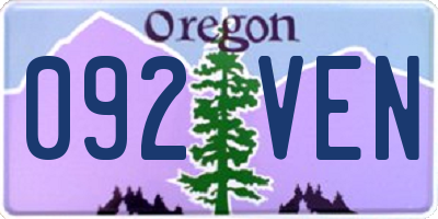 OR license plate 092VEN