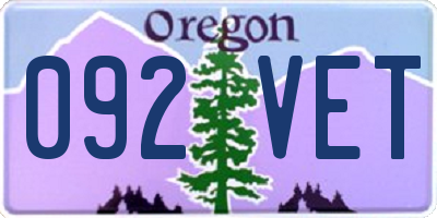 OR license plate 092VET