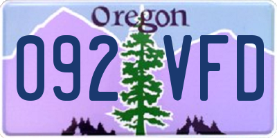 OR license plate 092VFD
