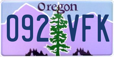 OR license plate 092VFK