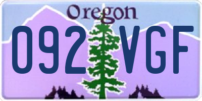 OR license plate 092VGF