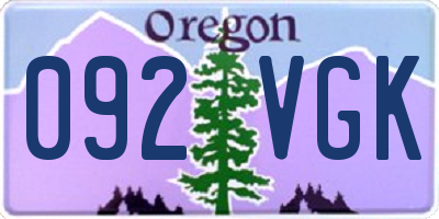 OR license plate 092VGK