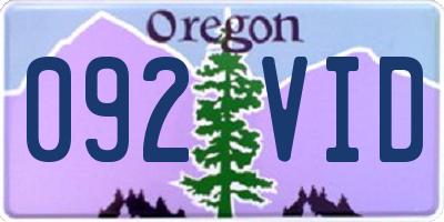 OR license plate 092VID