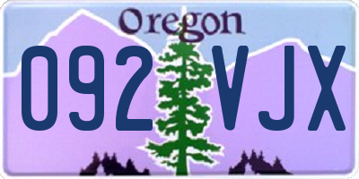 OR license plate 092VJX