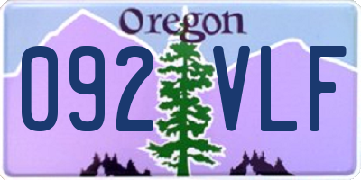 OR license plate 092VLF