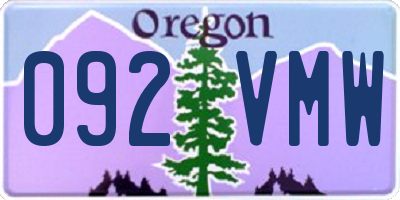 OR license plate 092VMW