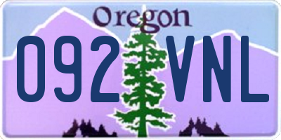 OR license plate 092VNL