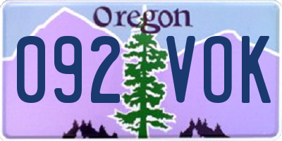 OR license plate 092VOK
